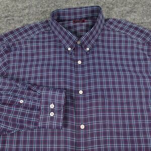 Untuckit Shirt‎ Mens 3XL Blue Plaid Wrinkle Free Performance Martinet Button Up
